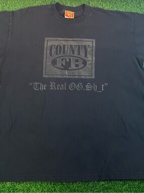 FB County The Real SH_T Graphic Logo Black T-Shirt Heavyweigtht Cotton Mens 2XL